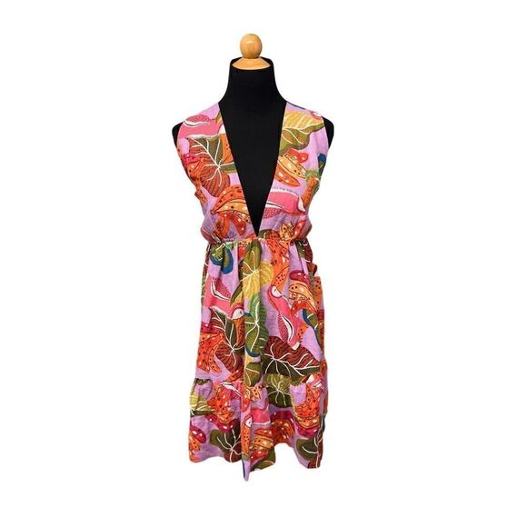 House of Harlow 1960 NWT Linen Toucan Tropical Dress Size Medium - Picture 1 of 12